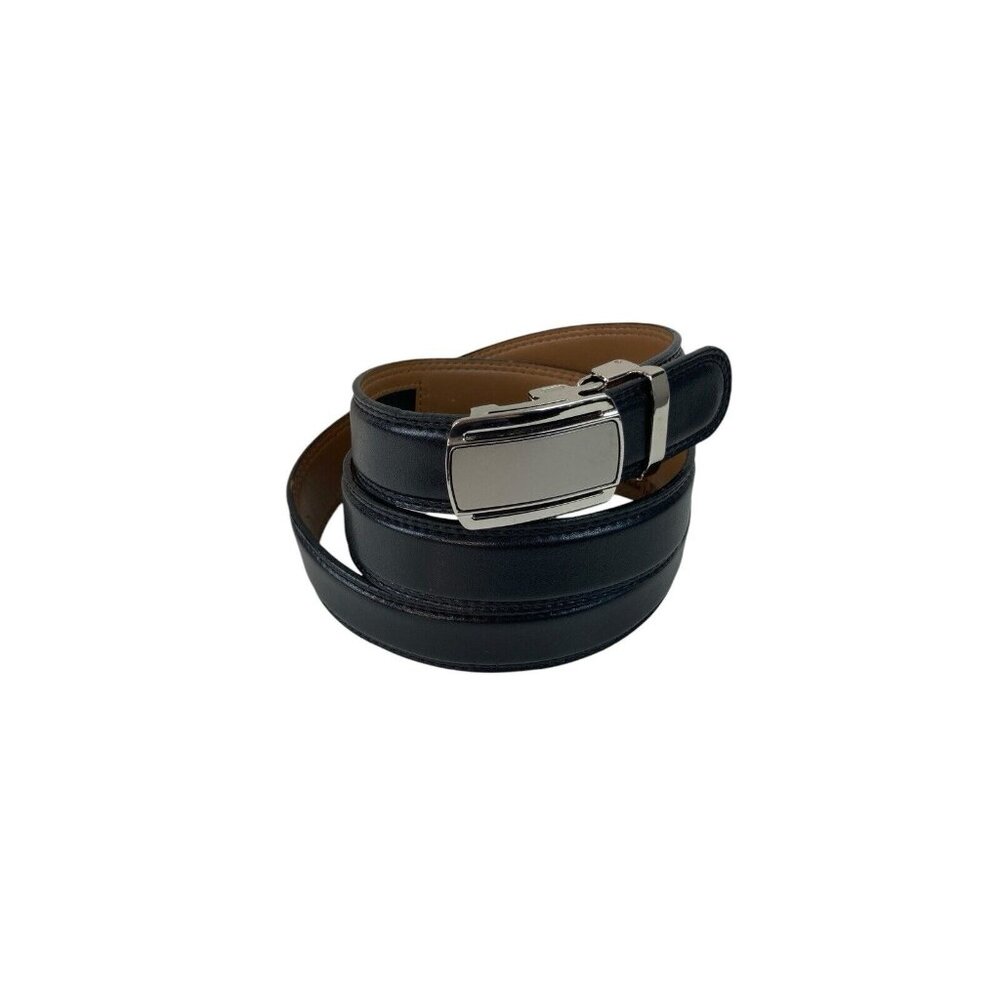 *Genuine Split Leather Mens Belt Black Leather Size 48 Adj Buckle Casual Dress